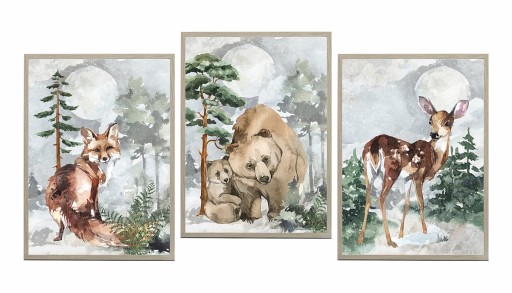 Zestaw 3 plakaty zwierzęta las forest legend 40x50