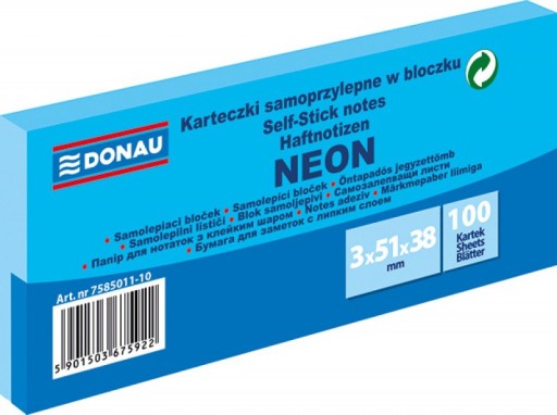 BLOCZEK SAMOPRZYLEPNY 38X51MMX100, 3 SZT. NOTES