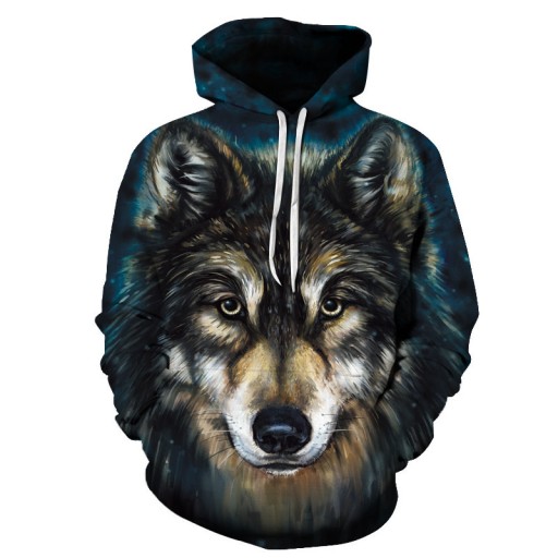 Bluza Męska Z Kapturem 3D PRINT WILK Bluzy