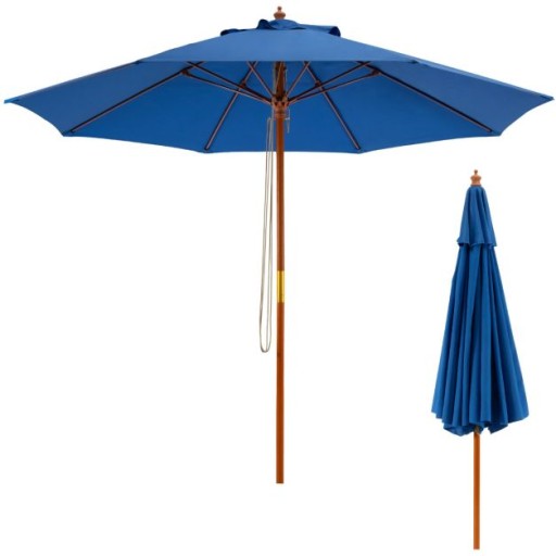 DREWNIANY PARASOL OGRODOWY NIEBIASKI 260 CM