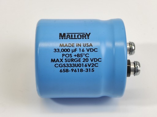 MALLORY USA 33000uF 16Vdc ø51x65mm KONDENSATOR ELEKTROLITYCZNY Z OBEJMĄ