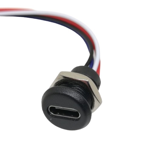 Gniazdo USB-C z 4 przewodami przykręcane okrągłe