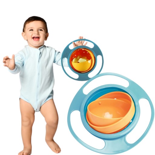 RÓŻOWA MISKA NIEWYSYPKA obrotowa PRZYKRYWKA GYRO BOWL 360 NIEBIESKA