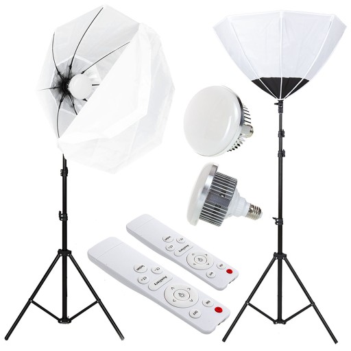 Pakiet 2x softbox octa MOCNA ŻARÓWKA 2x150W LED