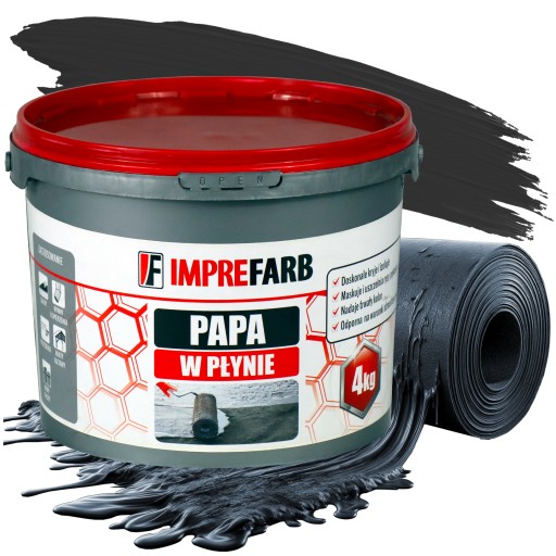 MEMBRANA IZOLACYJNA PAPA W PŁYNIE PAPA BLACHA BETON GRAFIT 4 KG 5 KOLORÓW