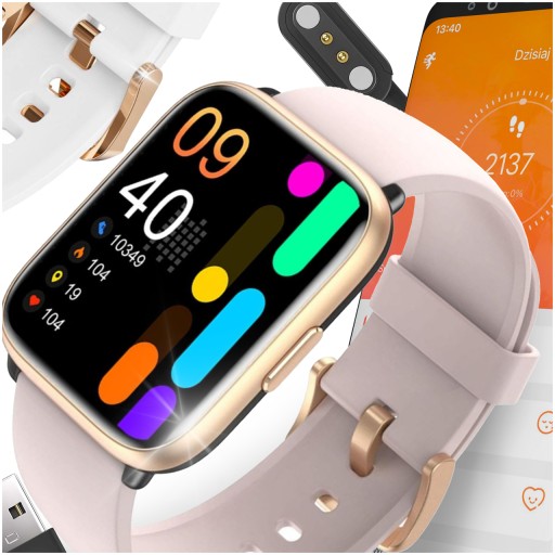 SMARTWATCH Damski Zegarek 3D WODOODPORNY POŁĄCZENIA POLSKIE MENU SPORT PULS