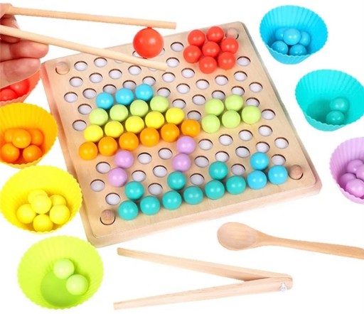MONTESSORI DREWNIANA UKŁADANKA KULKAMI MONTESSORI