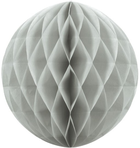 KULA BIBUŁOWA M ŚREDNIA 20 CM SZARA JASNA DEKORACJA WISZĄCA HONEYCOMB ŚLUB