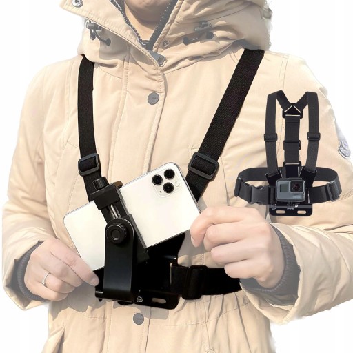 SZELKI UCHWYT NA KLATKĘ PIERSIOWĄ NA GOPRO TELEFON CHEST MOUNT NA NARTACH