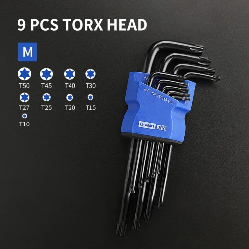 9 szt Styl TORX M Zestaw imbusów 9 szt.Torx podwójny L gwiazda, klucz wielo