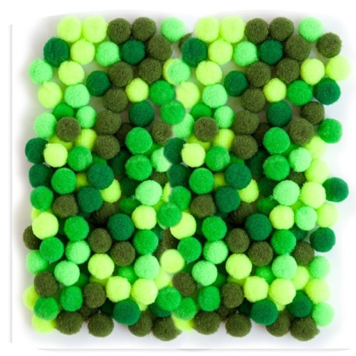 POMPONY DEKORACYJNE OZDOBNE POLIESTROWE 1 cm MIX ZIELONY 120 sztuk