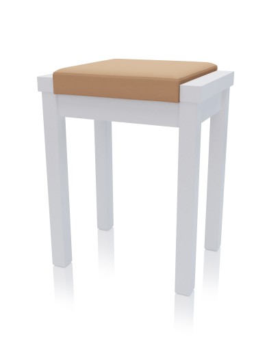 Taboret LINEA Stołek BUK lakierowany Biały Stylowy