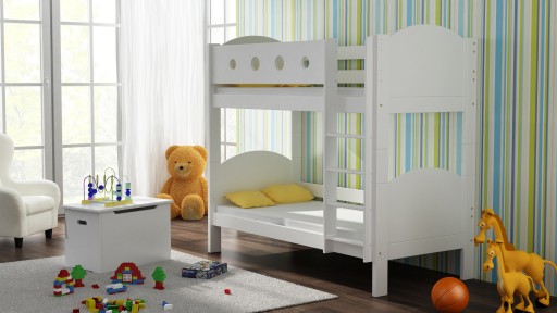 Łóżko piętrowe Lukas białe 180x80 cm podwójne na antresoli sosnowe