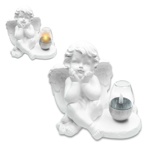 ZNICZ GIPSOWA FIGURKA NAGROBNA LAMPA SOLARNA LED