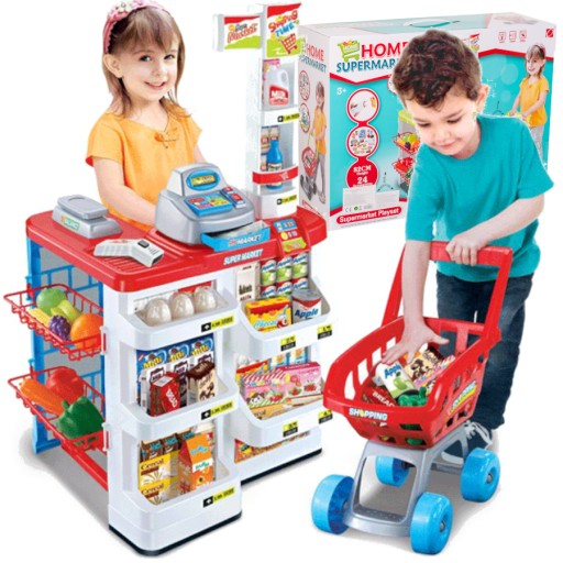 Supermarket sklep dla dzieci kasa koszyk wózek