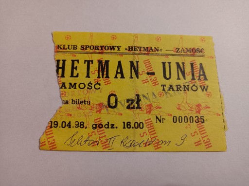 HETMAN ZAMOŚĆ - UNIA TARNÓW 19-04-1998