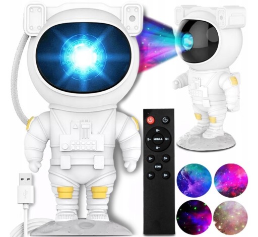 PROJEKTOR GWIAZD LAMPKA NOCNA ASTRONAUTA STAR LED