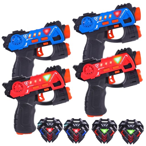 PISTOLET LASEROWY PAINTBALL LASER TAG 4 MODE ZESTAW × 4 LED Z DŹWIĘKAMI