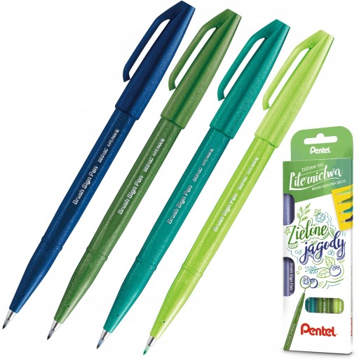 ZESTAW PISAKÓW do kaligrafii 4 kolory PENTEL Touch Brush Pen