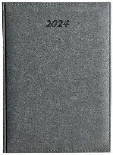 Kalendarz książkowy A4 tygodniowy 2024 tydz/2str SZARY