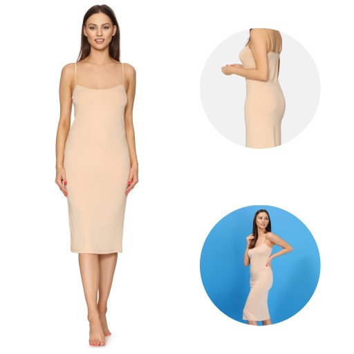 Merry Style Halka pod sukienkę długa koszula nocna MS10-402 Beżowy M