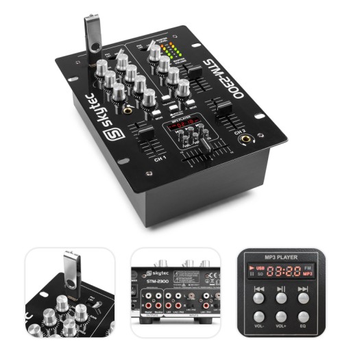 Mikser 2-kanałowy STM-2300 USB MP3 AMP REC