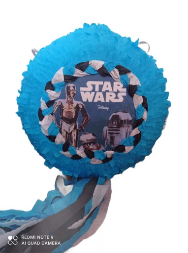 piniata urodzinowa STAR WARS + kij do rozbicia + kolorowe konfetti
