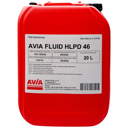 Olej hydrauliczny AVIA FLUID HLPD 46 HLP-D 46 20L