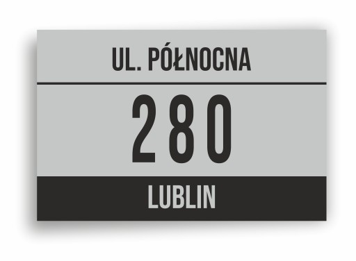 NUMER DOMU 32x21cm TABLICZKA ADRESOWA Z NUMEREM DOMU NUMER NA DOM SREBRNA