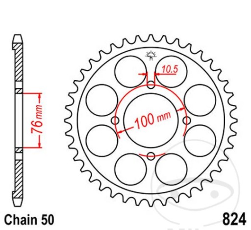 ZĘBATKA TYLNA JT R824-46 46z ROZMIAR 530 BIMOTO