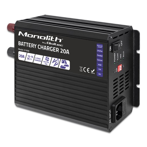 Inteligentna ładowarka do akumulatorów LiFePO4 AGM GEL SLA 20A 12V