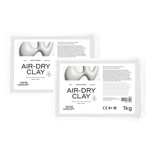 Glinka samoutwardzalna Air-Dry Clay - PaperConcept - Extra White, 2 x 1 kg