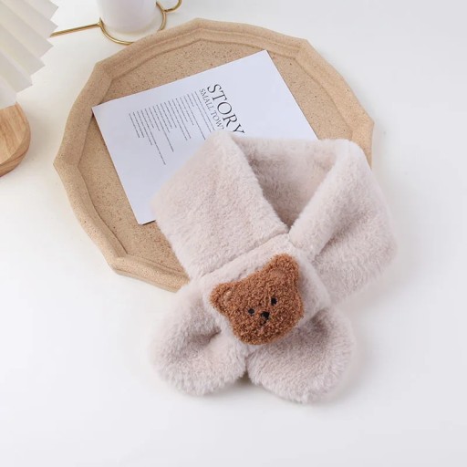 2022 Autumn Winter Soft Plush Children Scarf Cute Cartoon Girl Baby Thick