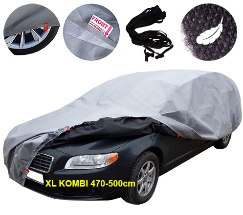 POKROWIEC NA SAMOCHÓD 5warstw +PAS r. XL kombi 470-500cm EXCLUSIVE