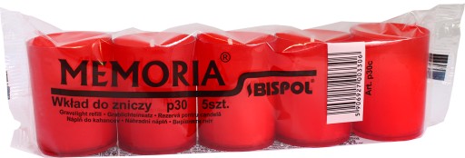 Wkłady do zniczy parafinowe 5szt. Memoria czerwone