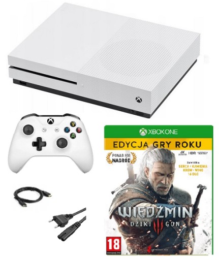 Konsola Xbox One S 500 GB + Pad + Wiedzmin 3