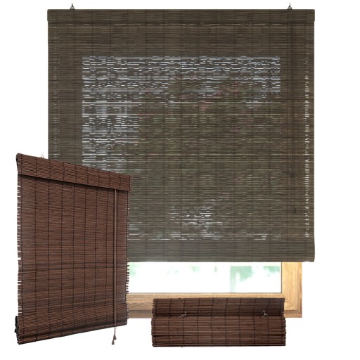 Rzymska roleta żaluzja bambusowa na okno 70x160 cm CIEMNOBRĄZOWY