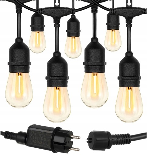 GIRLANDA ŚWIETLNA Ogrodowa Lampki ogrodowe do ogrodu 20 METRÓW 20 LED