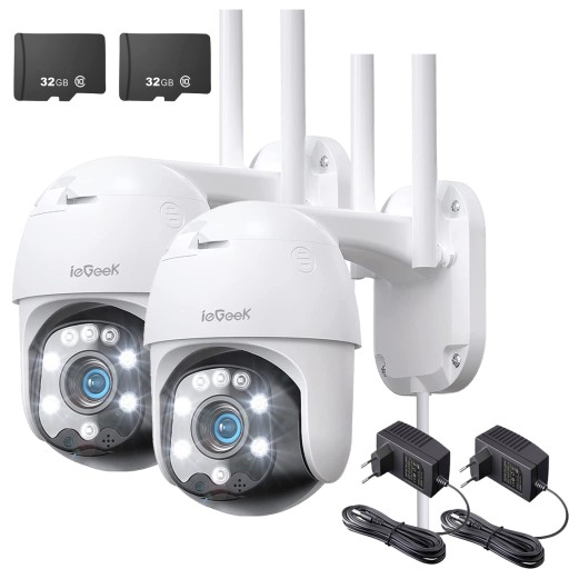 2X KAMERA IP WiFi OBROTOWA ZEWNĘTRZNA śledzenie SD