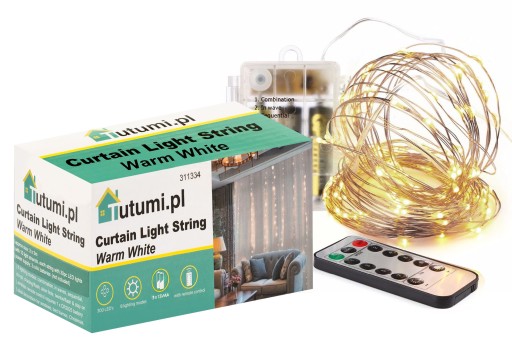 KURTYNA ŚWIETLNA LAMPKI LED GIRLANDA 3M 8 FUNKCJI