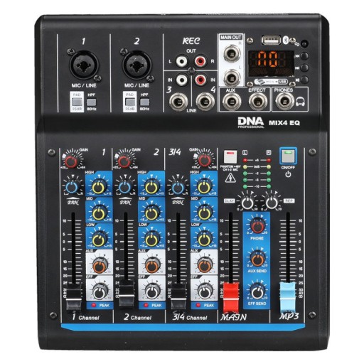 DNA MIX 4 EQ mikser audio konsoleta USB MP3 Bluetooth analogowy 4 kanały