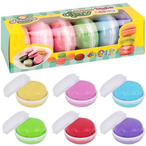 CLAYDOLL PIANKOLINA PLASTELINA MASA PLASTYCZNA MAKARONIKI ZESTAW 6 sztuk