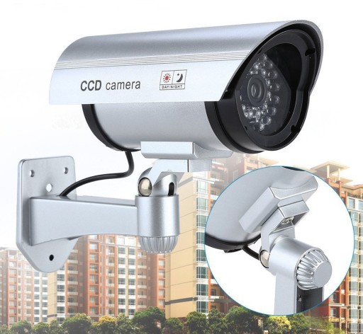 ATRAPA KAMERY SOLARNA KAMERA MIGAJĄCA DIODA RED - SILVER- MONITORING