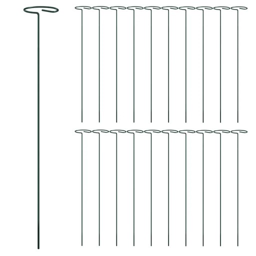 vidaXL Podpórki do roślin, 20 szt., ciemnozielone, 40 cm, stalowe