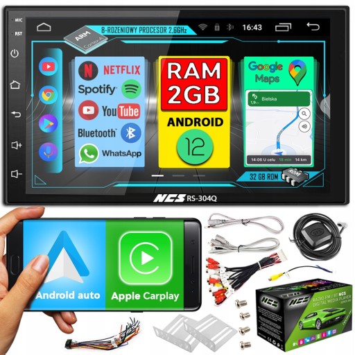 RADIO SAMOCHODOWE 2 DIN ANDROID GPS BLUETOOTH 2GB