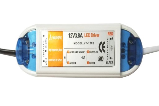ZASILACZ MONTAŻOWY MEBLOWY TAŚMA LED 12V 3,8A 42W