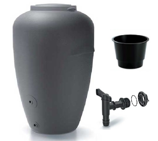 Zbiornik na deszczówkę 440L beczka 2w1 AQUACAN szara 440 litrów + KRANIK
