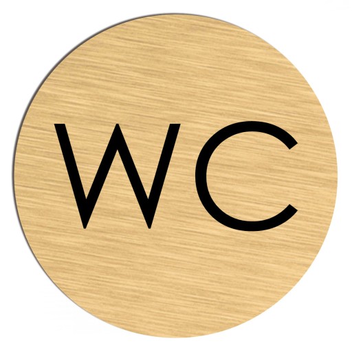 Złota tabliczka okrągła WC napis 10cm