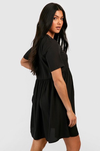 Boohoo czarna sukienka z krótkim rękawem v-neck guziki NG2 txx XL