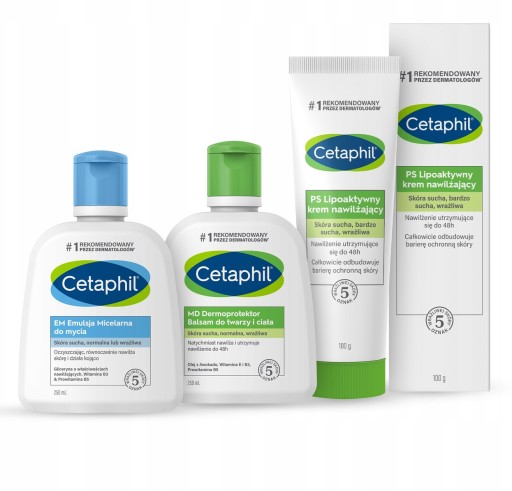 Zestaw Cetaphil EM Emulsja 250, MD Balsam, PS Krem